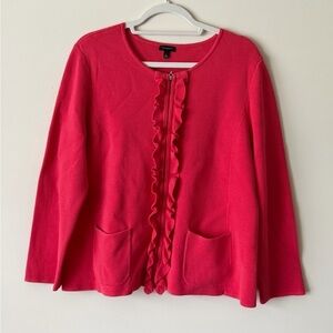 Talbots Ruffle Front Full Zip Cardigan Women’s Size L NWOT